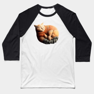 Sleepy Kitty Cat Knitten Kitten Baseball T-Shirt